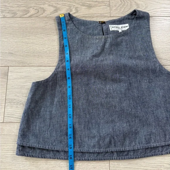 Apiece Apart 100% Cotton Blue Chambray Denim Sleeveless Top - Picture 11 of 12